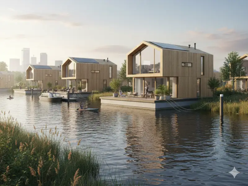 Menjelajahi 7 Bentuk Rumah Paling Aneh di Dunia Rumah Terapung (Floating House)_ Solusi Masa Depan Menghadapi Perubahan Iklim