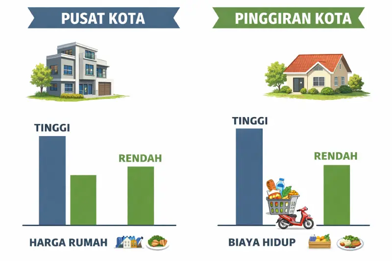 biaya perumahan pinggiran vs tengah kota