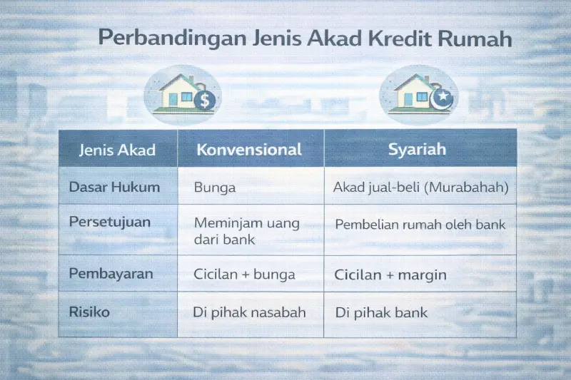 perbedaan akad kredit rumah subsidi dan non subsidi