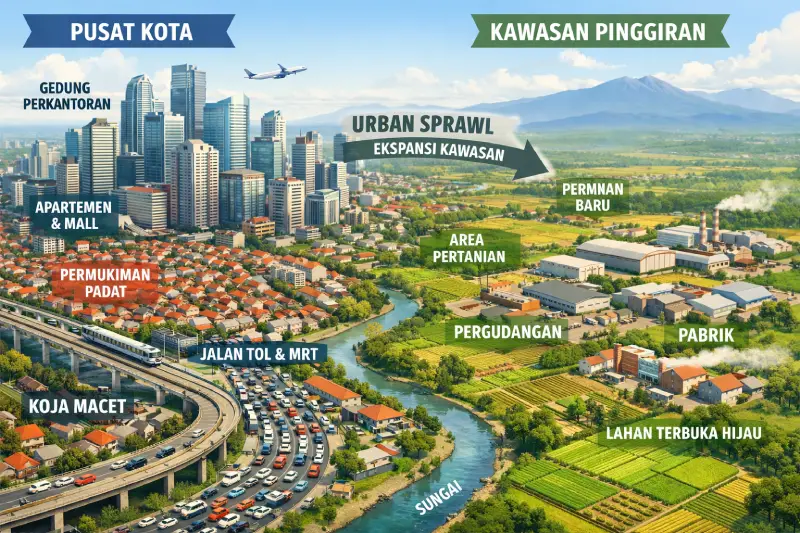 pola pertumbuhan perumahan pinggiran vs tengah kota